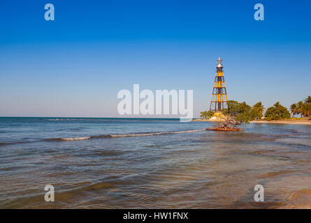 Leuchtturm auf der Cayo Jutias Strand, Provinz Pinar del Rio, Kuba Stockfoto