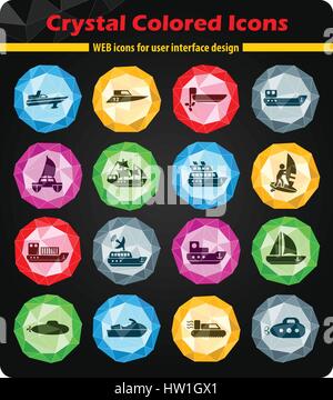 Wasser Transport Web Icons für User Interfacedesign Stock Vektor