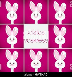 Hellen Osterhase Karte im Vektorformat. Wörter übersetzen, "Frohe Ostern". Stock Vektor