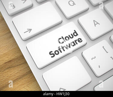 Cloud-Software - Meldung auf die weiße Taste. 3D. Stockfoto