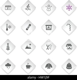 Winter-flache Web-Symbole an User Interfacedesign Stock Vektor