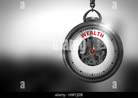 Pocket Watch mit Reichtum Text auf dem Gesicht. 3D Illustration. Stockfoto