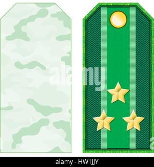 Grüne militärische Schultergurte mit Tarnung und drei Sternen Stock Vektor