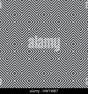 Nahtlose Muster. Gestreifte abstrakt strukturierten Hintergrund. Stilvolle Monochrom Textur. Regelmäßig sich wiederholende geometrische Ornament mit Zickzack-Linien, rhom Stock Vektor