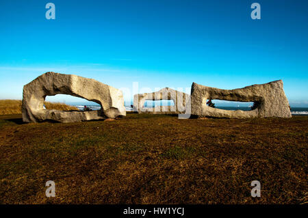 Stein-Skulptur-Aberdeen-Strand Stockfoto