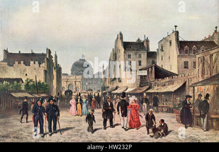 La Rue du Carrousel, Paris, Frankreich im 19. Jahrhundert. Nach dem Gemälde von J. Canella. Stockfoto