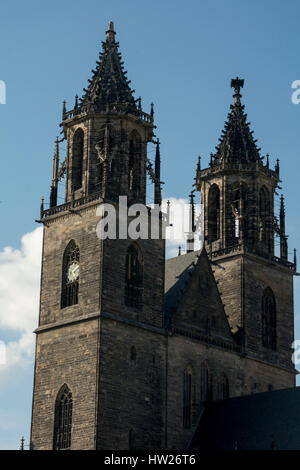 Der Magdeburger Dom wurde auf den Ruinen der älteren Kirchen gegründet 937 vom deutschen Kaiser Otto i. der große von 1207 erbaut. Stockfoto