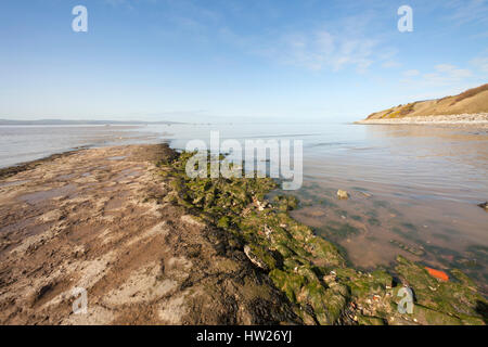 Die konkrete Slipanlage an der Mündung der Dee Thurstaston, Wirral, NW, UK Stockfoto