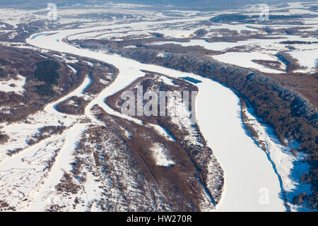 OKA Fluß, Russland im Winter, Top Aussicht Stockfoto