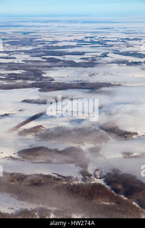 Bewaldeten Ebene im Winter, Top Aussicht Stockfoto