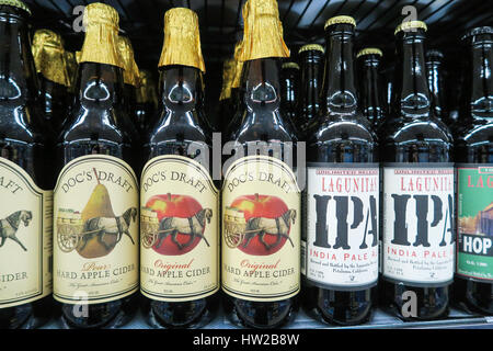 Flaschen von IPA Biere, Getränke-Kühler, d ' Agostino Grocery Store in New York City, Vereinigte Staaten von Amerika Stockfoto