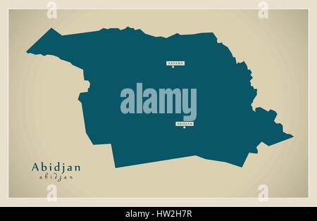 Moderne Karte - Abidjan CI Abbildung silhouette Stock Vektor
