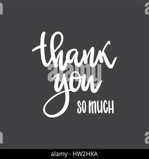 Vektor phrase Danke handschriftliche Beschriftung. Hand schrift Typografie Vorlage. Weiß auf Schwarz, Kreide auf einer Tafel. schwarz-weiß Stock Vektor