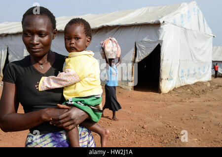 UGANDA, Arua, Yumbe, Süden sudanesische Flüchtlinge in Bidi Bidi Flüchtling Siedlung / Suedsudanesische Fluechtlinge Im Fluechtlingslager Bidi Bidi Stockfoto