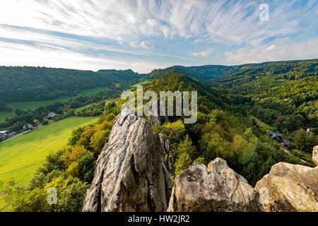 Böhmisches Paradies, Ruine der Burg Vranov, Pantheon Stockfoto