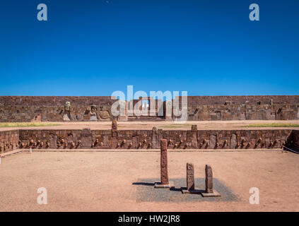 Ruinen von Tiwanaku (Tiahuanaco), präkolumbische archäologische Stätte - La Paz, Bolivien Stockfoto