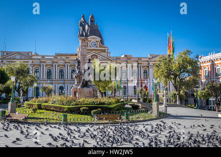 Plaza Murillo und bolivianischen Palast der Regierung - La Paz, Bolivien Stockfoto