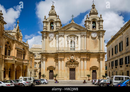 St. Pauls-Kathedrale in Mdina - Malta Stockfoto