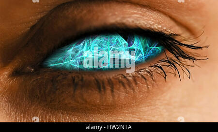 Auge Iris mit abstrakten neuronale Staub Muster Stockfoto