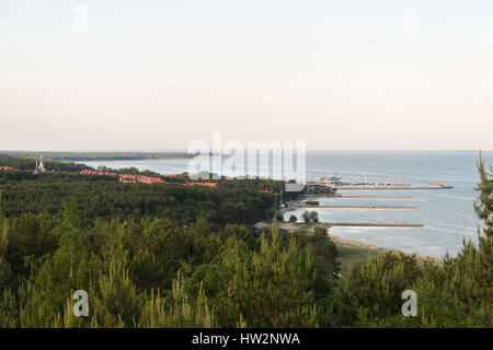 Blick Süden auf Russisch - litauischen Grenze von der Parnidis Düne auf die Kurische Nehrung, Nida, Litauen, Osteuropa Stockfoto