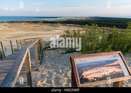 Blick Süden auf Russisch - litauischen Grenze von der Parnidis Düne auf die Kurische Nehrung, Nida, Litauen, Osteuropa Stockfoto