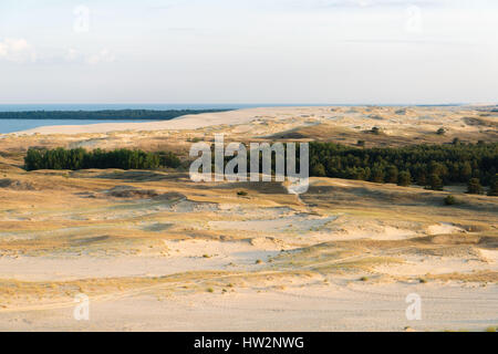 Blick Süden auf Russisch - litauischen Grenze von der Parnidis Düne auf die Kurische Nehrung, Nida, Litauen, Osteuropa Stockfoto