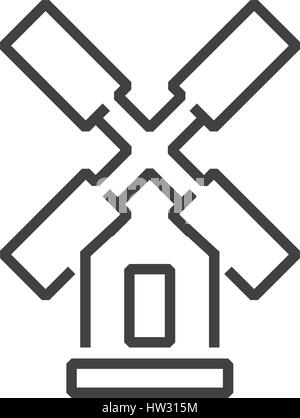 Windturbine Farm Symbol Linienart Stock Vektor