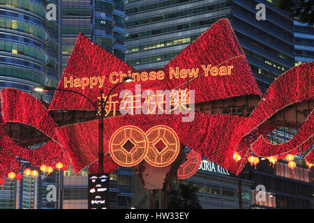 Malaysia, Kuala Lumpur, Happy Chinese New Year, Schilder, Stockfoto