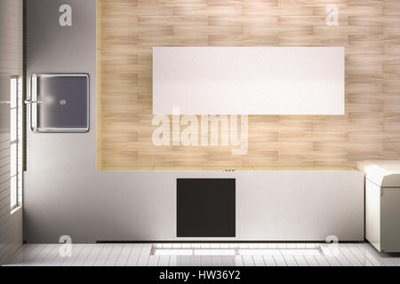 3D Rendering leere Küche Draufsicht Stockfoto