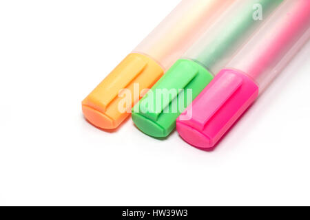 Bunte Textmarker Marker oder zentra Stift Stockfoto