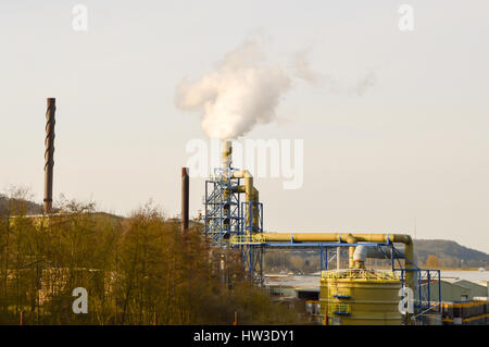 Holz-Dampfaustritt an der Grenze von Luxemburg Stockfoto