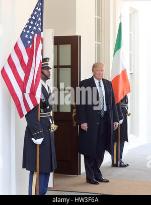 US-Präsident Donald Trump wartet, Irische Taoiseach Enda Kenny im Weißen Haus in Washington USA begrüßen zu dürfen. Stockfoto