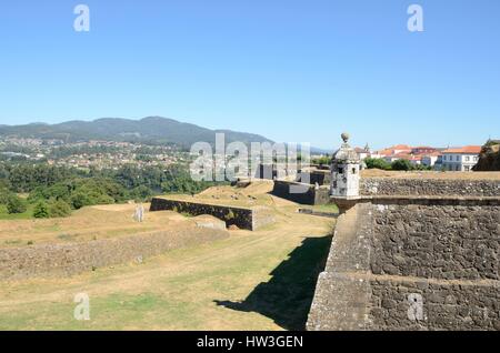 Ansicht von Galizien, Spanien aus dem Fort in Valenca Minho in Portugal Stockfoto