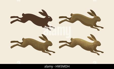 Hase, Satz von Symbolen ausgeführt. Kaninchen, Hase Symbol. Tiere, Vektor-illustration Stock Vektor