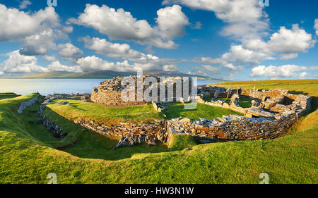 Eisenzeit befestigte Dorf Ruinen, broch von gurness, Orkney, Schottland, Vereinigtes Königreich Stockfoto