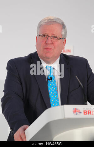 Cardiff, UK, 17. März 2017. Patrick mcloughlin mp, Vorsitzender der konservativen Partei spricht an der Konservativen Feder Forum statt, an der sse swalec Stadion Stockfoto