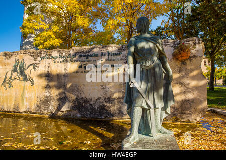 Denkmal für Rodrigo Diaz de Vivar, el Cid Campeador in Vivar del Cid. Burgos Kastilien. Spanien-Europa Stockfoto