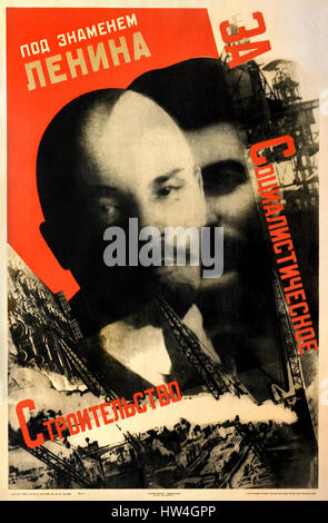 Gustav Klucis (Густав Клуцис), unter dem Banner der Lenin für den sozialistischen Aufbau (Под Строительство Социалистическое знаменем ЛЕНИНА за), 1930 Russische Propaganda - Werbung poster Russland UDSSR (Russische Revolution 1917 - 1952) Stockfoto