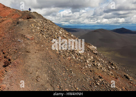 Wandern Wanderweg Aufstieg zum Norden Durchbruch große Tolbachik Fissur Eruption 1975 Stockfoto