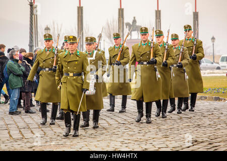 Wechsel der Wache, Presidential Palace Sandor Budaer Burgviertel Hill. Budapest Ungarn, Südost-Europa Stockfoto