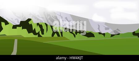 Horizontale Web Banner Berglandschaft Stock Vektor