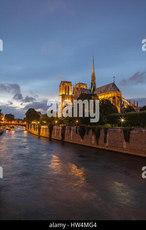 Kathedrale Notre-Dame in der Nacht. Paris, Frankreich. Stockfoto