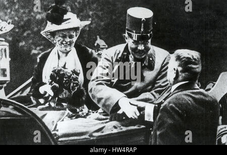 Erzherzog FRANZ FERDINAND und seine Frau Sofie in Sarajevo am Tag, den Sie 28. Juni 1914 ermordet wurden Stockfoto