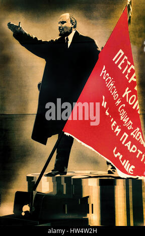 Wladimir Lenin 1870-1924 Iljitsj russische Propaganda - Werbung poster Russland UDSSR (Russische Revolution 1917 - 1941) Stockfoto