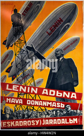 Bauen wir eine Flotte von Luftschiffen in Lenin' s von Georgy Wladimirowitsch Kibardin Name russische Propaganda - Werbung poster Russland UDSSR Wladimir Lenin 1870-1924 Iljitsj Stockfoto