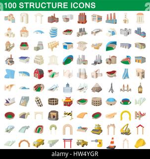 100 Struktur Icons set, cartoon-Stil Stock Vektor