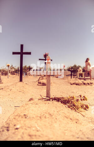 Ein Friedhof in San Petro de Atacama. San Petro de Atacama ist eine Stadt und Gemeinde in El Loa Provinz in Chile. Es befindet sich im Osten von Antofagasta eine Stockfoto