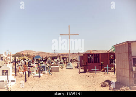 Ein Friedhof in San Petro de Atacama. San Petro de Atacama ist eine Stadt und Gemeinde in El Loa Provinz in Chile. Es befindet sich im Osten von Antofagasta eine Stockfoto