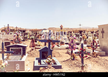 Ein Friedhof in San Petro de Atacama. San Petro de Atacama ist eine Stadt und Gemeinde in El Loa Provinz in Chile. Es befindet sich im Osten von Antofagasta eine Stockfoto