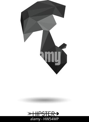 Hipster-Mann-low-Poly-Stil. Haar und Bart. Schlichtes Design für Logo, silhouette. Vektor-Illustration. Stock Vektor